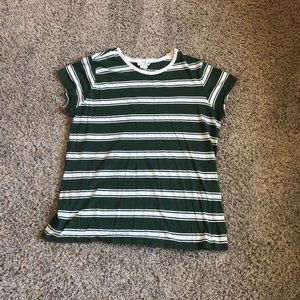 For the Republic green & white striped top, large
